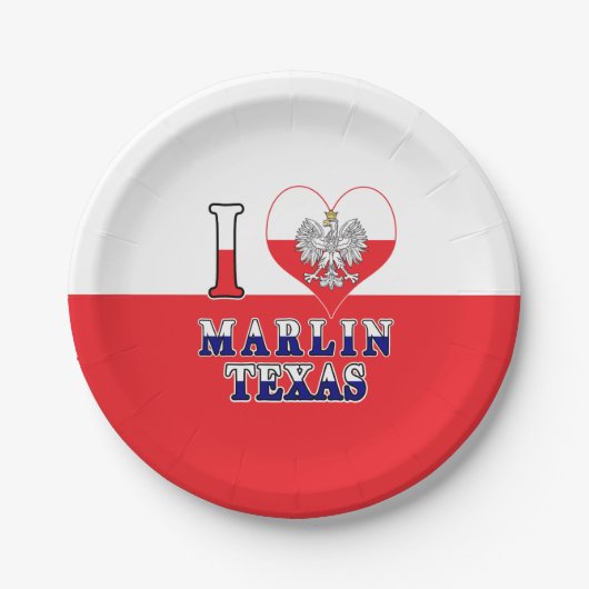 I Heart Liebe Marlin Texas Pappteller (Vorderseite)