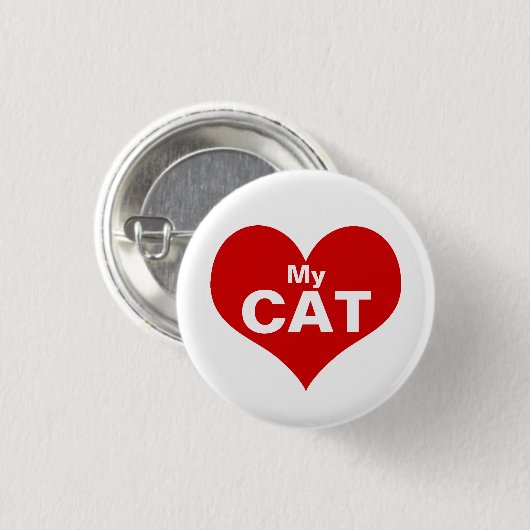I Heart (Liebe) My Cat Button (Vorne & Hinten)