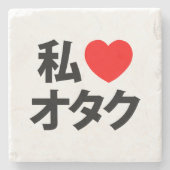 I Heart [Liebe] Otaku ~ Japanischer Geek Steinuntersetzer (Vorderseite)