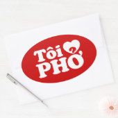 I Heart (Liebe Pho (Tôi PHỞ) vietnamesische Sprach Ovaler Aufkleber (Umschlag)
