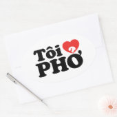 I Heart (Liebe Pho (Tôi PHỞ) vietnamesische Sprach Ovaler Aufkleber (Umschlag)