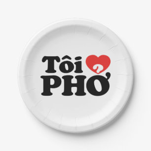 I Heart (Liebe Pho (Tôi PHỞ) vietnamesische Sprach Pappteller