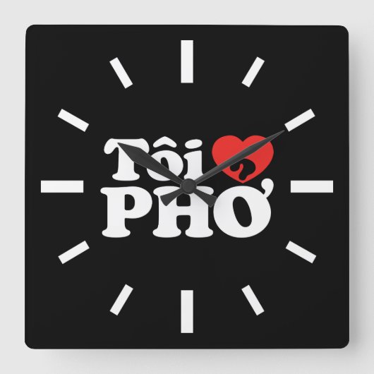 I Heart (Liebe Pho (Tôi PHỞ) vietnamesische Sprach Quadratische Wanduhr (Vorderseite)