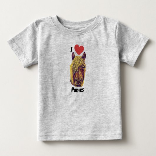 I Heart Liebe Ponies Niedlich Baby T - Shirt (Vorderseite)