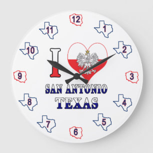 I Heart Liebe San Antonio Texas Große Wanduhr