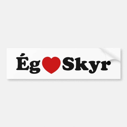I Heart (Liebe) Skyr [Ég Elska Skyr] Isländisch Autoaufkleber (Vorne)