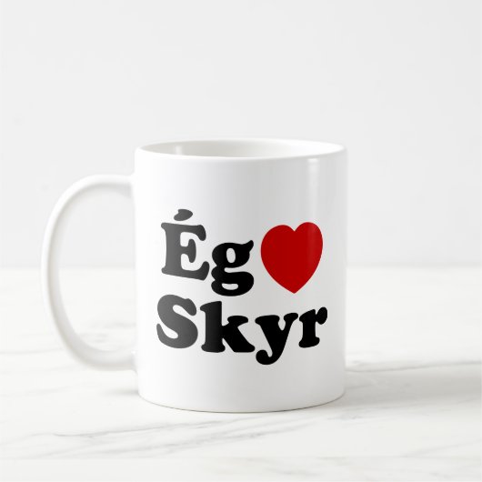 I Heart (Liebe) Skyr [Ég Elska Skyr] Isländisch Kaffeetasse (Links)