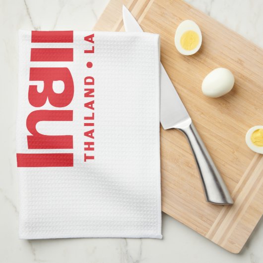 I Heart (Liebe) Thailand Thai Sprachskript Geschirrtuch (Viertel Falte)