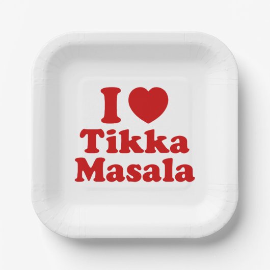 I Heart (Liebe) Tikka Masala Pappteller (Vorderseite)