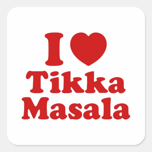I Heart (Liebe) Tikka Masala Quadratischer Aufkleber (Vorderseite)