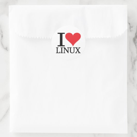 I Heart Linux Runder Aufkleber (Tasche)