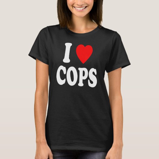 I Heart (Love) Cops Police Officer Chief Lieutenan T-Shirt (Vorderseite)