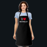 I heart meatballs Funny Custom Black Küche Schürze<br><div class="desc">Ich Herz Fleischbällchen Funny benutzerdefinierte schwarze Küche Schürze für Männer und Frauen. Individualisierbare Vorlage für die Liebe Trendige Schürze in jeder Farbe. Niedliche Geschenkidee für Freunde,  Familie,  Koch,  Koch,  Mama,  Papa,  Fleischliebhaber etc.</div>