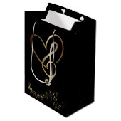 I Heart Music Gift Bag - Herz-Musiknoten Mittlere Geschenktüte (Vorderseite Schrägansicht)