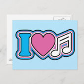 I Heart Music Postkarte (Vorne/Hinten)
