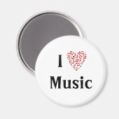I Heart Music Red Liebe Musiknotens Magnet (Vorderseite/Rückseite)
