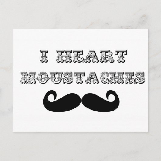 I Heart Mustaches Postkarte (Vorderseite)