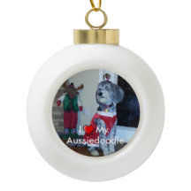 I heart my (Hunde Rasse) Keramik Foto Ornament