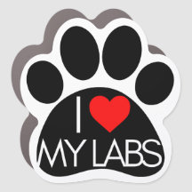 "I *heart* My Labradors" Paw Print Car Magnet