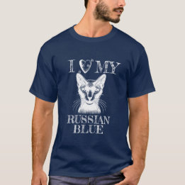 I Heart My Russian Blue, Cat Pawprints White T-Shirt