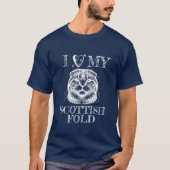 I Heart My Scottish Fold, Cat Pawprints White T-Shirt (Vorderseite)