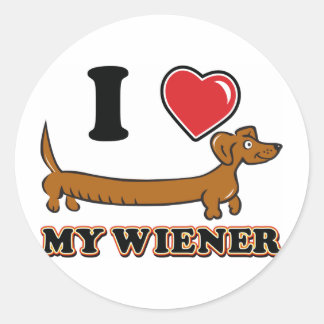 I-HEART-MY-WEINER RUNDER AUFKLEBER