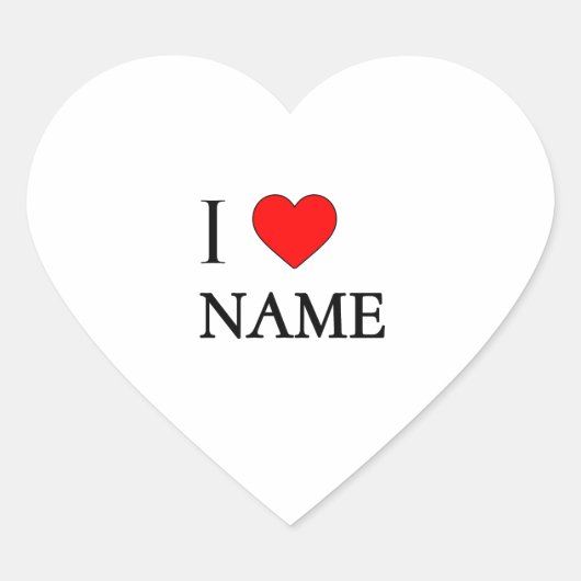 I heart name (customisable) Herz-Aufkleber (Vorderseite)