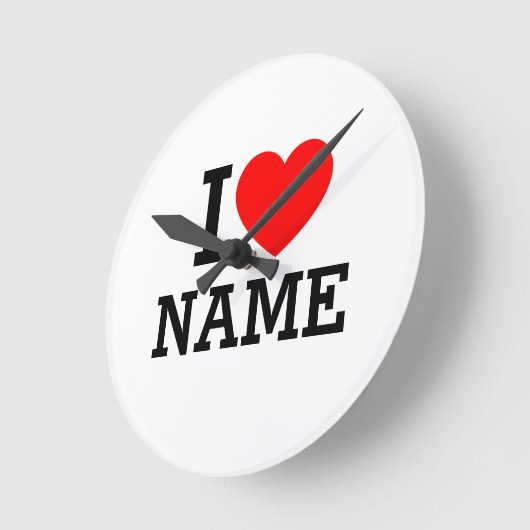 I Heart Name Runde Wanduhr (Winkel)