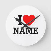 I Heart Name Runde Wanduhr (Vorderseite)