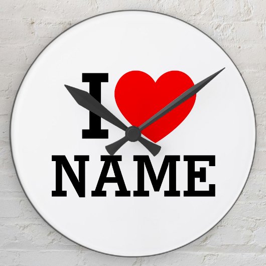 I Heart Name Runde Wanduhr