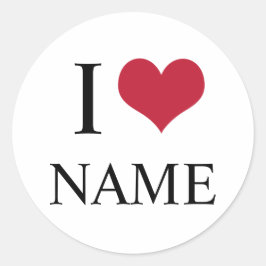 I Heart Name Runder Aufkleber