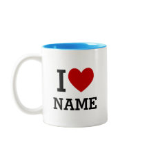 I Heart Name Two-Tone Coffee Mug