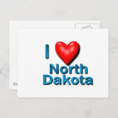 I Heart North Dakota Postkarte (Vorne/Hinten)