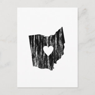I Heart Ohio Grunge Worn Kontur Staat Liebe Postkarte