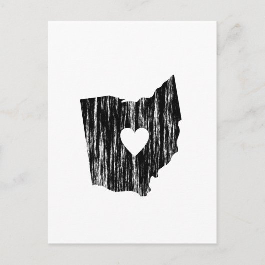 I Heart Ohio Grunge Worn Kontur Staat Liebe Postkarte (Vorderseite)