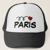 I HEART PARIS LKW Hut mit niedlicher roter Liebe I Truckerkappe (Vorderseite)
