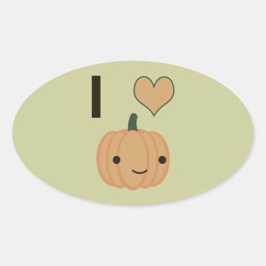 I heart Pumpkin Ovaler Aufkleber (Vorderseite)