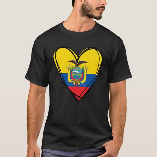 I Heart Quito And Ecuador Flag Heart Design Ecuado T-Shirt (Vorderseite)