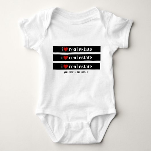 "I Heart Real Anwesen" Baby Onsie Baby Strampler (Vorderseite)