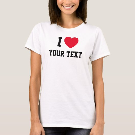 I Heart Red Love Custom Text T-Shirt (Vorderseite)