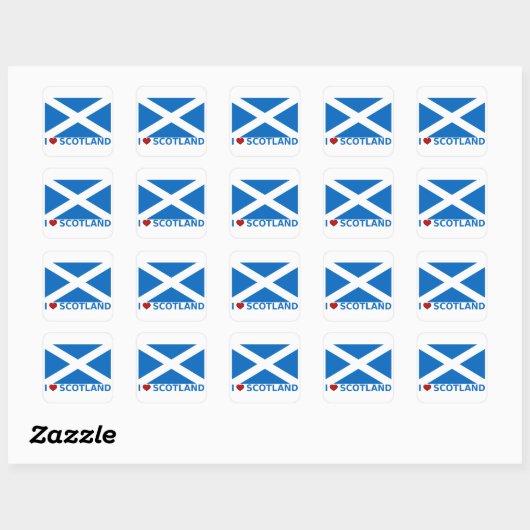 I Heart Scotland Quadratischer Aufkleber (Blatt)