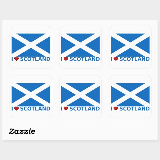 I Heart Scotland Quadratischer Aufkleber (Blatt)