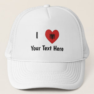 I (Heart Shaped Albanian Flag) Your Text Truckerkappe