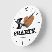 I Heart Sharts Runde Wanduhr (Winkel)