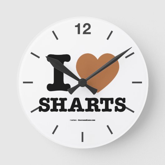 I Heart Sharts Runde Wanduhr (Vorderseite)