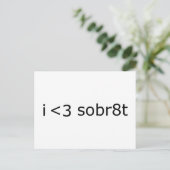 I heart Sobriety Postkarte (Stehend Vorderseite)