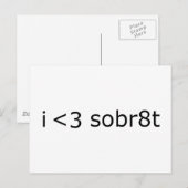 I heart Sobriety Postkarte (Vorne/Hinten)