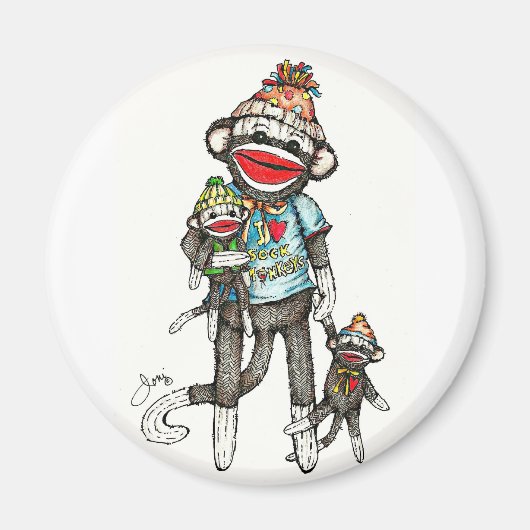 I Heart Sock Affen Magnet (Vorne)