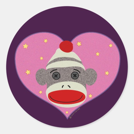 I Heart Sock Monkey Sticker (Vorderseite)