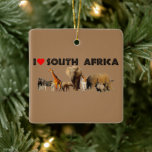 I heart South Africa Wildlife Collage Keramik Orna Keramikornament<br><div class="desc">African Wildlife Fotografy aus den Pathblazer Studios ist eine Erinnerung für jeden, der einen Besuch in Afrika hatte, um die afrikanische Wildnis und all ihre Wunder zu sehen. Wir haben eine Reihe von Original Fotos und maßgeschneiderte Designs für Sie, so können Sie sich in unserem Shop unsere Produktpalette ansehen. Diese...</div>